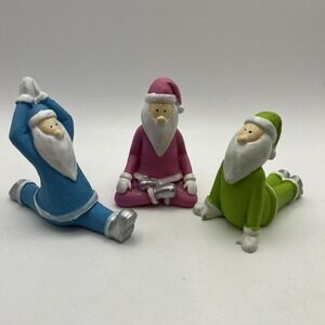 Santa Yoga Figures Gnome Christmas Gift Set Holiday Figures Set of 3 Piece Set